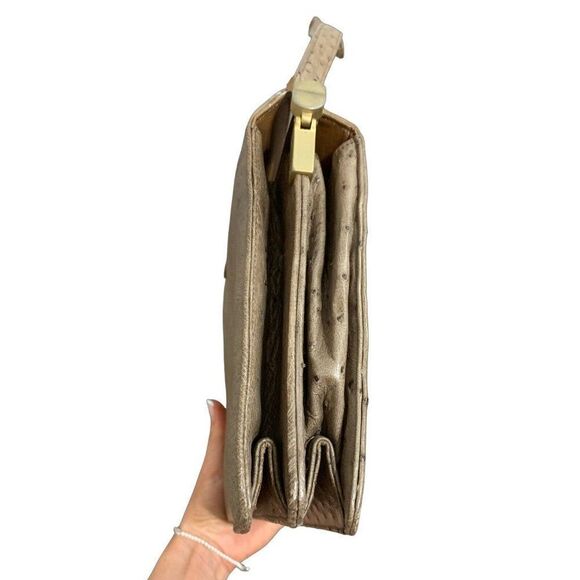cape cobra vintage beige brown genuine ostrich leather crossbody bag - Picture 4 of 8